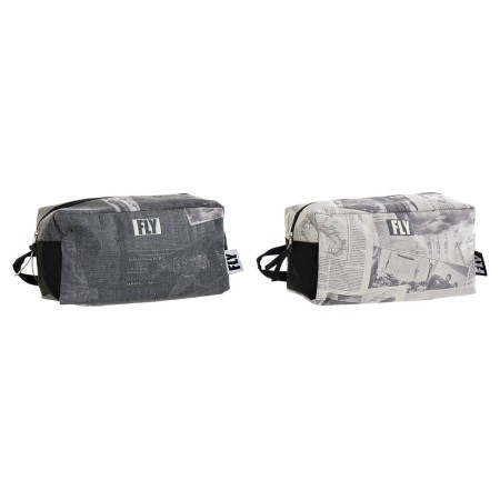 Trousse de toilette DKD Home Decor Toile Noir Blanc Vintage (2 pcs) (25 x 11 x 13 cm)