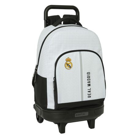 Mochila Escolar con Ruedas Real Madrid C.F. 24/25 Blanco Gris 33 x 45 x 22 cm