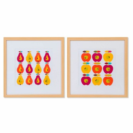 Cadre DKD Home Decor Verre Fruits Toile (2 pcs) (40 x 40 x 2.2 cm)