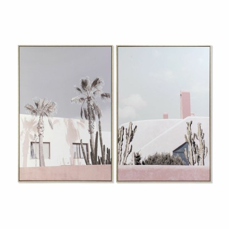 Cadre DKD Home Decor Bois polystyrène Toile Maison (2 pcs) (82 x 4.5 x 122 cm)