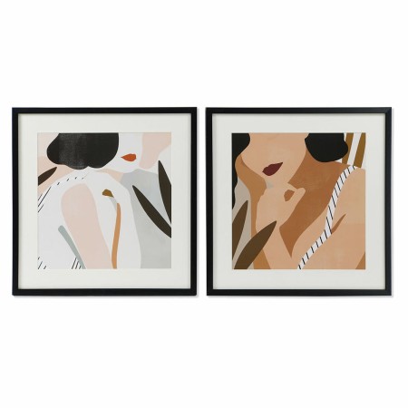 Cadre DKD Home Decor Femme Verre Toile (2 pcs) (60 x 3 x 60 cm)
