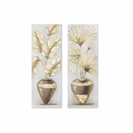 Cadre DKD Home Decor Toile Vase Tropical (2 Unités) (40 x 3 x 120 cm)