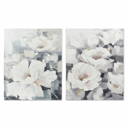 Cadre DKD Home Decor Toile Fleurs (80 x 3,5 x 100 cm) (2 Unités)