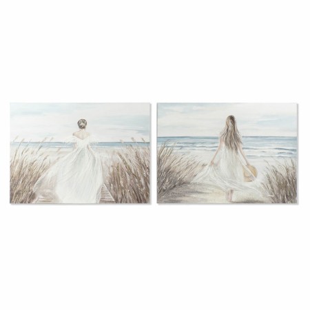 Cadre DKD Home Decor Toile Plage méditerranéen (120 x 3,8 x 90 cm) (2 Unités)