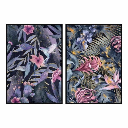 Cadre DKD Home Decor Tropical Feuille d'une plante (53 x 4,3 x 73 cm) (2 Unités)