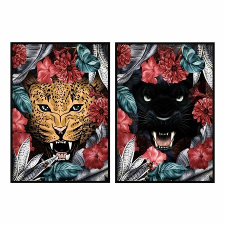 Cadre DKD Home Decor Tropical Jungle (53 x 4,3 x 73 cm) (2 Unités)
