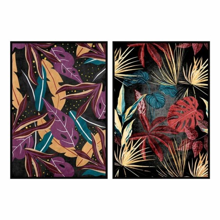 Cadre DKD Home Decor Feuille d'une plante (83 x 4,5 x 123 cm) (2 Unités)
