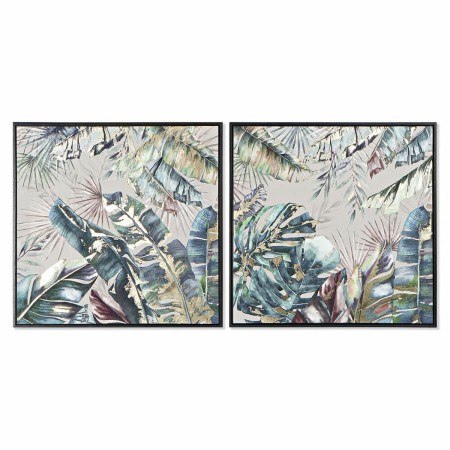 Cadre DKD Home Decor S3018025 Tropical Feuille d'une plante (60 x 2,5 x 60 cm) (2 Unités)