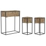 Set de Maceteros Home ESPRIT Negro Metal Fibra 53 x 26 x 69 cm