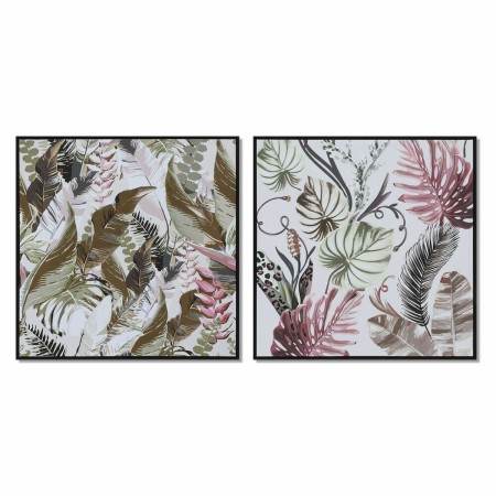 Cadre DKD Home Decor Tropical Feuille d'une plante (82,5 x 4,5 x 82,5 cm) (2 Unités)