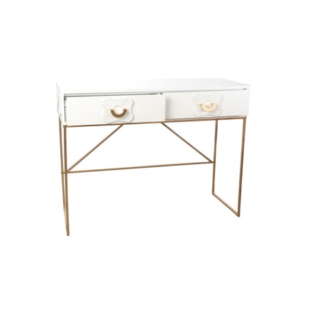 Console Romimex Blanc Doré Métal Bois MDF 100 x 77 x 39 cm