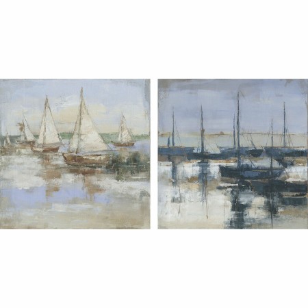 Cadre DKD Home Decor Voiliers méditerranéen (100 x 2,4 x 100 cm) (2 Unités)