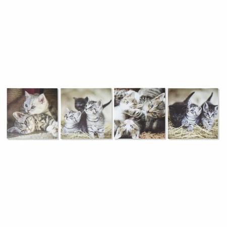 Cadre DKD Home Decor S3018131 Enfant Chats (28 x 1,5 x 28 cm) (4 Unités)
