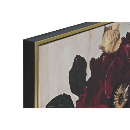 Toile Home ESPRIT Noir Bordeaux polystyrène Toile Fleurs Moderne 82 x 3,5 x 122 cm (2 Unités)