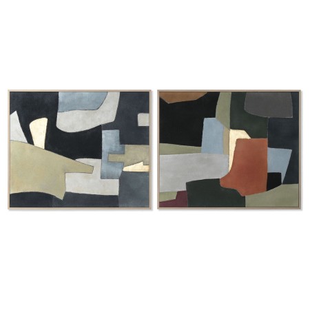 Lienzo Home ESPRIT Azul Verde Poliestireno Lienzo Abstracto Urbano 104 x 4 x 123,5 cm (2 Unidades)