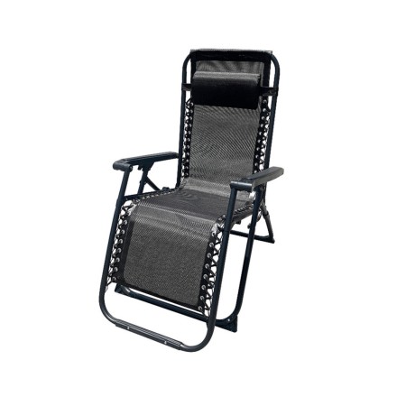 Marbueno Tumbona Plegable Acero Con Cojin Jardin y Piscina 90X66X108 cm Gravedad Cero Negra 10006