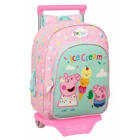 Mochila Escolar con Ruedas Peppa Pig Ice cream Menta 26 x 34 x 11 cm