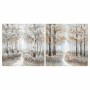 Cadre DKD Home Decor Toile Arbres Bois MDF (2 pcs) (100 x 3 x 100 cm)