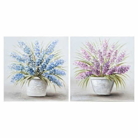 Cadre DKD Home Decor Toile Bois MDF Pot (2 pcs) (60 x 3 x 60 cm)