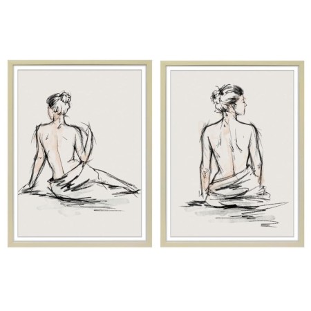 Cadre DKD Home Decor polystyrène Femme Bois MDF (2 pcs) (50 x 3 x 70 cm)