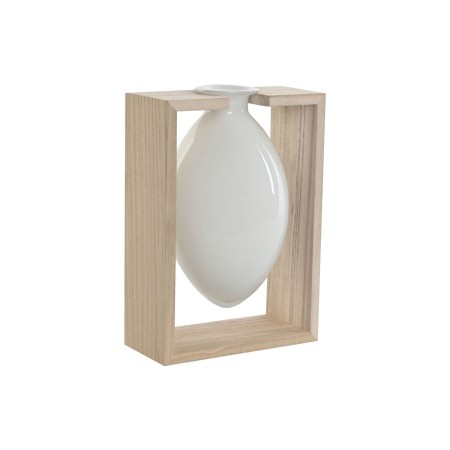 Vase Home ESPRIT Blanc Naturel Bois Verre 17 x 12 x 25 cm