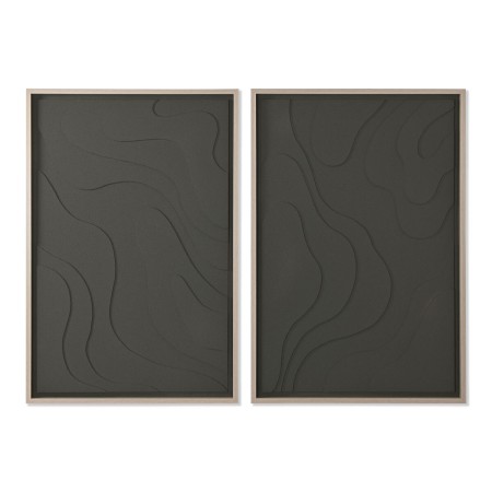 Cadre Home ESPRIT Vert Beige Gris foncé polystyrène Bois MDF Abstrait Scandinave (2 Unités)