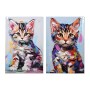 Cadre Home ESPRIT Toile Bois MDF Chat Urbaine Laqué 40 x 1,8 x 60 cm (2 Unités)
