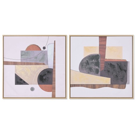 Cuadro Home ESPRIT Poliestireno Lienzo Abstracto Urbano 62,5 x 2,8 x 62,5 cm (2 Unidades)
