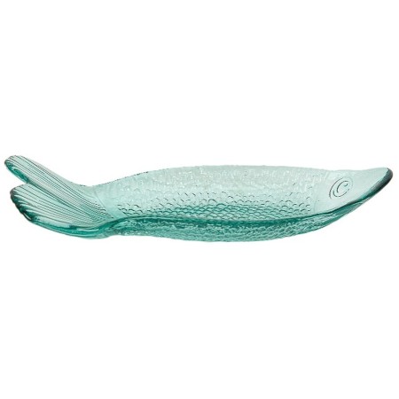 Assiette Décorative Romimex Turquoise verre Poisson 30 x 5 x 12 cm