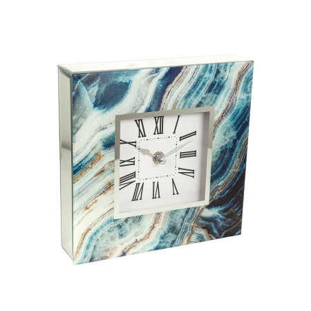 Horloge de table Romimex Bleu Argenté verre 20 x 20 x 5 cm