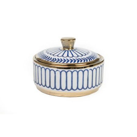 Boîte Décorative Romimex Bleu Blanc Porcelaine 15 x 11 x 15 cm