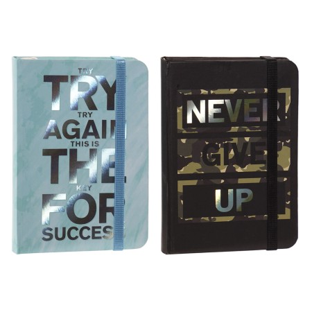 Bloc de Notes DKD Home Decor Bleu Noir (2 pcs) (9.5 x 14 x 1.5 cm)