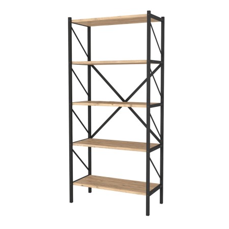 Librairie Alexandra House Living Noir Chêne Métal Bois MDP 66 x 160 x 34 cm 5 Etagères industriel