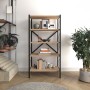 Librairie Alexandra House Living Noir Chêne Métal Bois MDP 66 x 160 x 34 cm 5 Etagères industriel