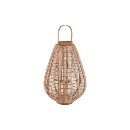 Portavelas Home ESPRIT Marrón Natural Madera Cristal 38 x 38 x 56 cm