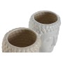 Cache-pot Home ESPRIT Blanc Beige Céramique 15 x 15 x 25 cm (2 Unités)