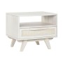 Mesita de Noche Home ESPRIT Blanco Ratán Madera de mango 55 x 35 x 45 cm