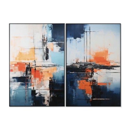 Cadre Home ESPRIT Bleu Blanc Abstrait Urbaine 80 x 3,5 x 120 cm (2 Unités)