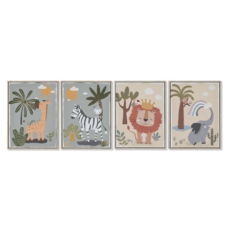 Cuadro Home ESPRIT Infantil Animales 30 x 3 x 40 cm (4 Unidades)