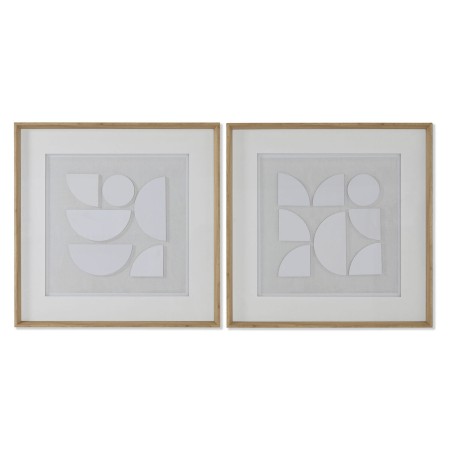 Cuadro Home ESPRIT Blanco Natural Moderno 60 x 4 x 60 cm (2 Unidades)