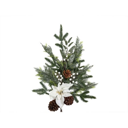 Décorations de Noël Romimex Blanc Marron Vert Fleurs Pomme de pin Branche Sapin 40 x 58 x 40 cm