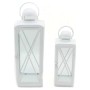 Lanterne DKD Home Decor Verre Métal Blanc (21 x 21 x 57 cm) (2 pcs)