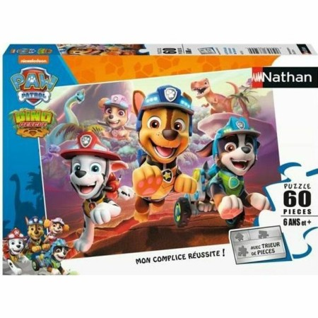 Puzzle Nathan Paw Patrol to the rescue of the dinosaurs 60 Piezas