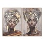 Cadre Home ESPRIT Marron Beige Doré Colonial Africaine 80 x 3,5 x 120 cm (2 Unités)