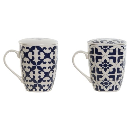 Tasse avec filtre pour infusions Home ESPRIT Bleu Blanc méditerranéen 340 ml (2 Unités)