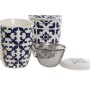 Tasse avec filtre pour infusions Home ESPRIT Bleu Blanc méditerranéen 340 ml (2 Unités)
