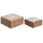 Caja-Joyero Home ESPRIT Blanco Natural Madera de mango 18 x 18 x 9 cm (2 Piezas)