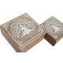 Boîte à bijoux Home ESPRIT Blanc Naturel Bois de manguier 18 x 18 x 9 cm (2 Pièces)