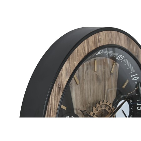 Reloj de Pared Home ESPRIT Negro Natural Cristal Hierro 60 x 8 x 60 cm