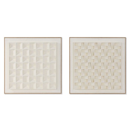 Cuadro Home ESPRIT Beige Geométrico Moderno 60 x 7 x 60 cm (2 Unidades)